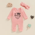 thumbnail image 3 of Okbabeha Im New Here Newborn Outfit Girl Long Sleeve Letter Romper Ribbed Knit Jumpsuit Baby Girl Preemie Coming Home Outfit, 3 of 7