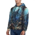 thumbnail image 2 of KLL Underwater Dolphin Print Mens Hoodie Long Sleeve Casual Pullover Hooded Sweatshirt Fashion Drawstring Hoodies with Pocket-Small, 2 of 6