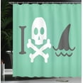 thumbnail image 4 of Ambesonne Green Shower Curtain, Skull Shark Marine Words, 69"Wx84"L, Green White, 4 of 5