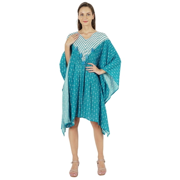 Moomaya Womens Summer Beachwear Party Kimono Kaftan Printed Caftan Gown Maxi Dress