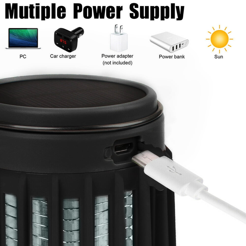VONTER Zappers Killer,LED Electric USB Shock Mosquito Killer Fly Bug Zapper Lamp Pest Trap Light,Electric Fly Killer Light with Camping Lantern, Solar Powered for Indoor Outdoor - Black