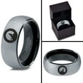 thumbnail image 4 of Tungsten Howling WolfBand Ring 8mm Men Women Comfort Fit Black Dome Brushed Gray Polished, 4 of 4