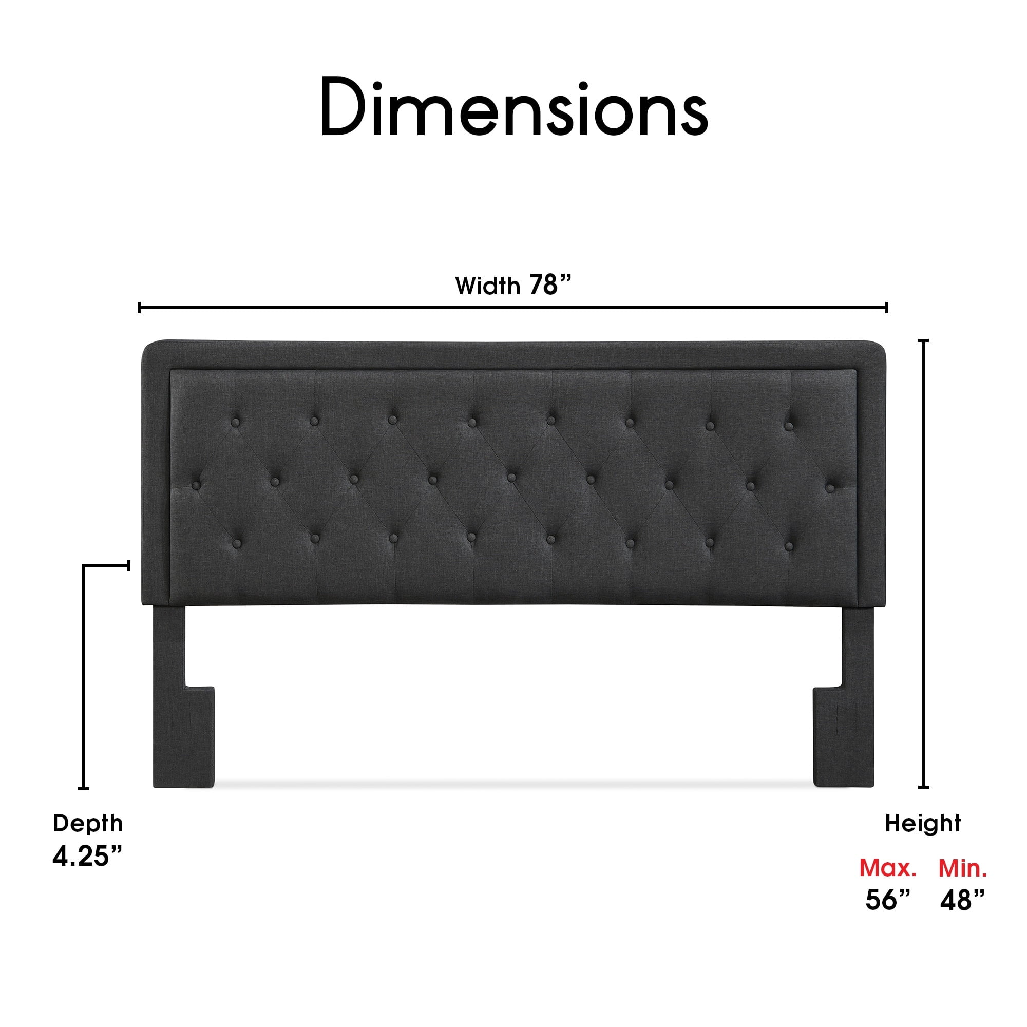 Millwork Holdings,. Co Inc Elle Decor Amery Tufted Upholstered Headboard, King Grey