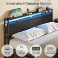 thumbnail image 4 of Bestier King Size Bed Frame with Charging Station and  2 USB Ports and Outlets,LED Light Storage Headboard,Noise Free Design,Black, 4 of 12