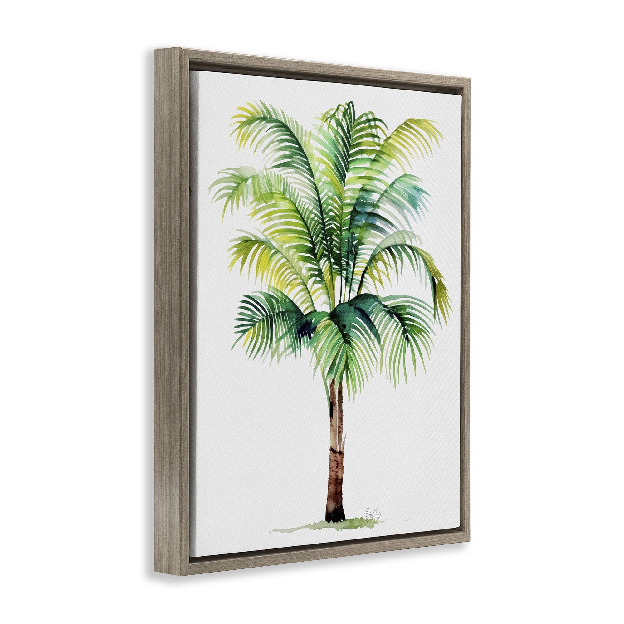 Stupell Industries Breezy Fronds Palm Brown Framed Floater Canvas Wall Art, design by Shelly Craig