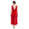 thumbnail image 6 of IDOPIP Women Lyrical Modern Contemporary Dance Costume Leotard V-Neck Backless Split Tulle Skirt Flowy Overlay Dress L Red, 6 of 7