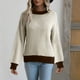 thumbnail image 1 of Suéter de cuello redondo para mujer, moda informal, color retro, tejido de manga larga, suéter de cuello redondo para mujer, 1 of 8