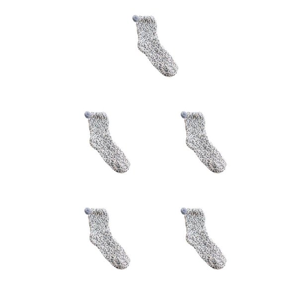 Minnieouse Calcetines para tartas, calcetines de lana Coral, regalo de Navidad cálido y esponjoso, coloridos accesorios para pies de estilo japonés, suelo Gris claro 5piezas