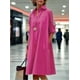 thumbnail image 5 of Vestido Zhyaj Boho Summer Maxi Rosa con cuello en V y manga larga para mujer, 5 of 6