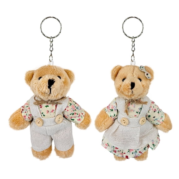 allydrew Country Floral Plush Stuffed Animal Doll Keychain Bag Charm (Set of 2), Bear Couple