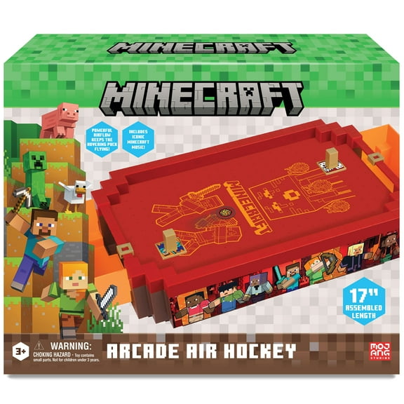 Minecraft: Arcade Air Hockey - Nether - Core Series, 17" Motorized Tabletop Game, Iconic Sounds, Licensed Collectible Toy, Adults & Kids 3 , 2 Player