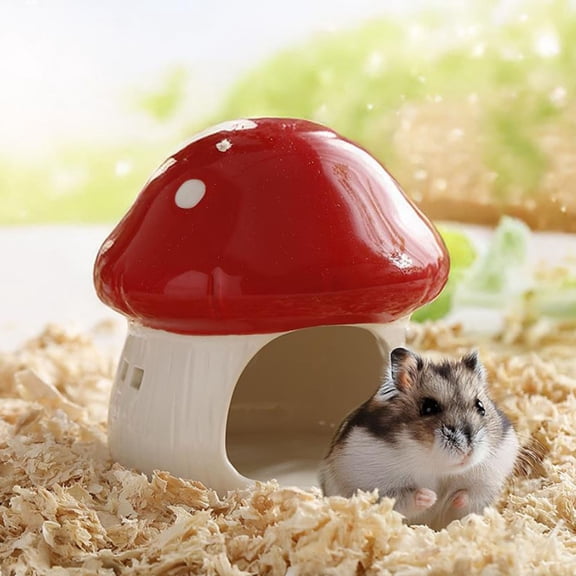 Eespoir Ceramic Hamster Hideout, Hamster Ceramic To Hideout Scenic Mushrooms, Small Animal Houses & Habitats for Mice, Gerbils, Lemmings