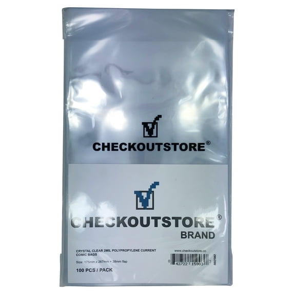 (1000) CheckOutStore Crystal Clear Current Comic Book Bags (Non-sealable Flap)