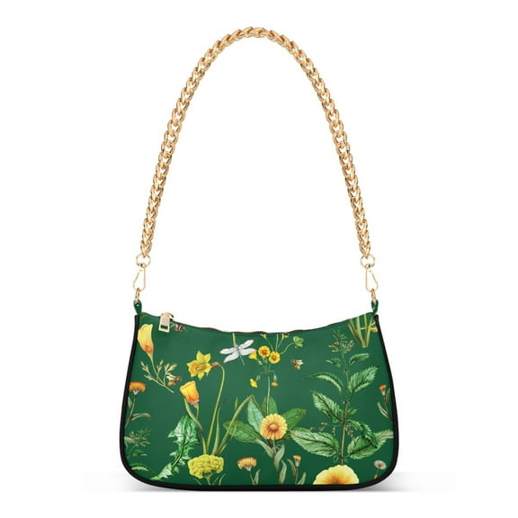Spring Flower 9 Womens Chain Shoulder Bag Tote Handbag Clutch Hobo Purse with Zipper for Travel Casual