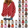 thumbnail image 6 of Dvprdro Christmas Sweaters for Women Plushy Button Front Holiday Sweater Soft Fuzzy Knit Long Sleeve Cable Knit Festive Coat, 6 of 6