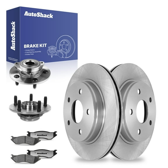 AutoShack Front Vented Brake Rotors Ceramic Pads Hub Bearing Assembly 8-PC Brake Kit Replacement for 2002-2005 Dodge Ram 1500 13.22" (335.9 mm)