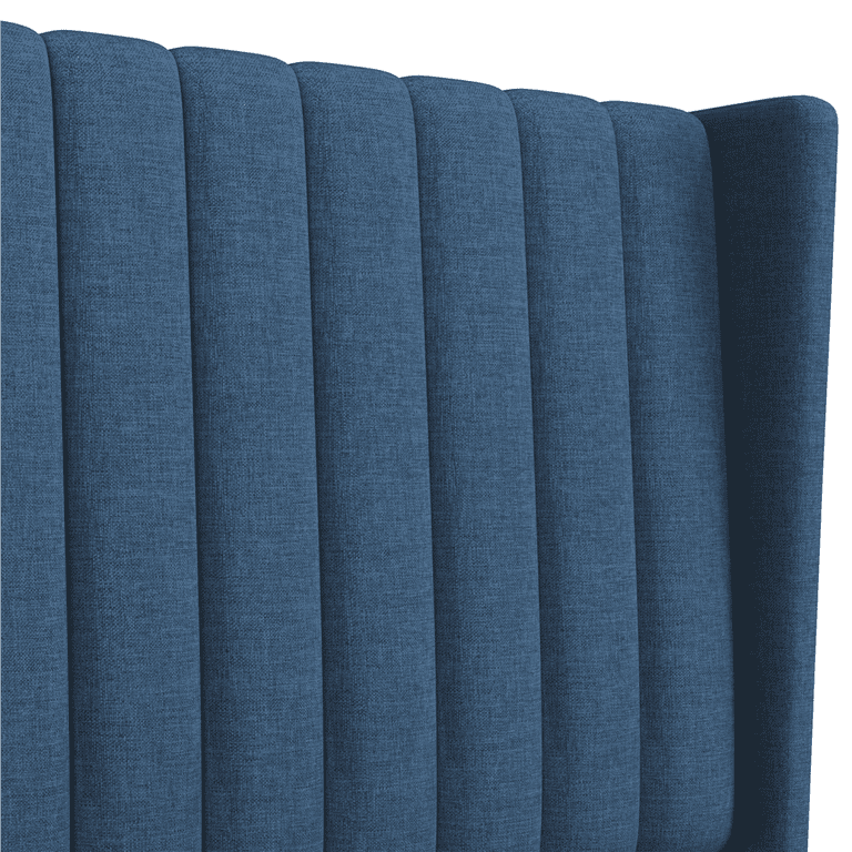 Yaheetech Queen Platform Bed, Navy Upholstered Headboard photo 6