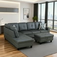 thumbnail image 2 of MAYEERTY PU Synthetic Leather 3-Piece Couch Living Room Sofa Set，Dark Grey, 2 of 7