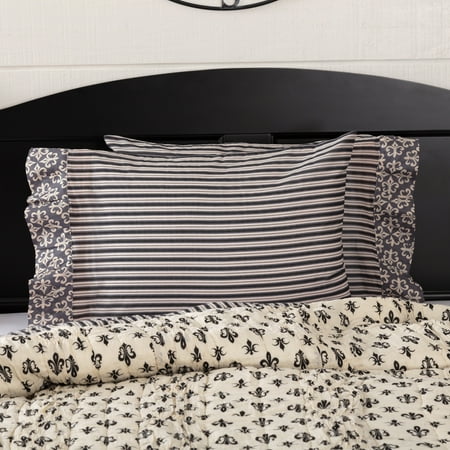 Farmhouse Bedding Elysee Black Pillow Case Set Of 2 Walmart Com