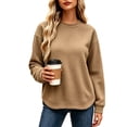 thumbnail image 2 of Women's Waffle Knit Sweatshirt Crew Neck Long Sleeve Drop Shoulder Casual Pullover Top, 2 of 7