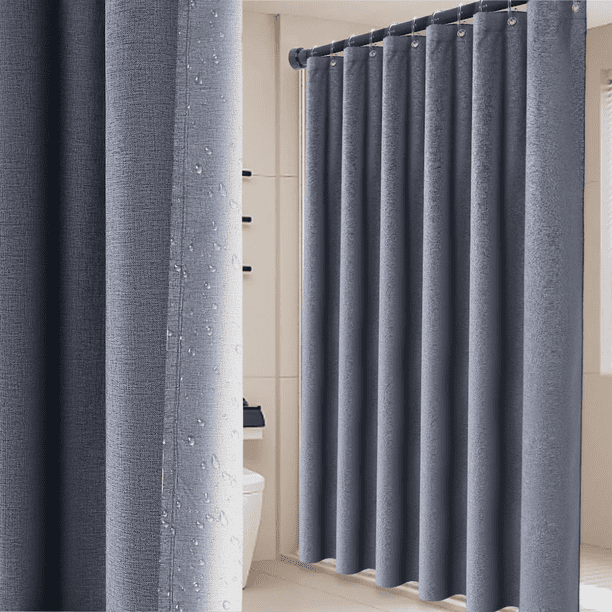 Cortinas De Baño En Tela Lavable Impermeable Lino 180×180 Azul Tranquilo 180×180 Xtellar azul