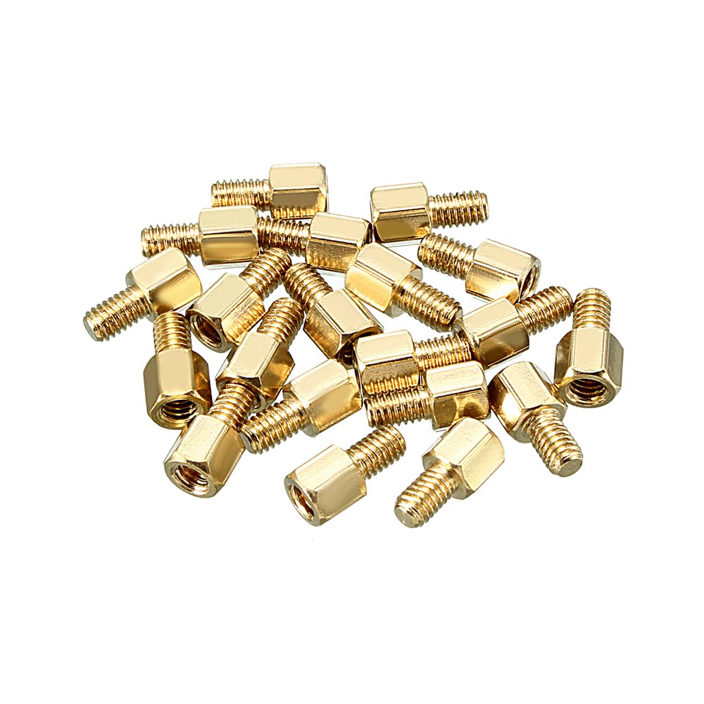 20pcs M4 6+6mm Female Male Thread Brass Hex Standoff Spacer Screws