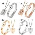 thumbnail image 2 of Stainless Steel Jewelry Bracelet Necklace Couple Sets Fashion Concentric Lock Key, 2 of 2