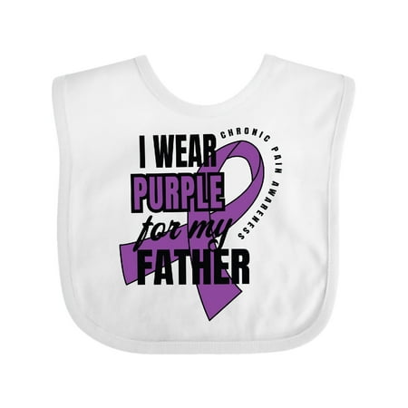 

Inktastic Chronic Pain I Wear Purple For My Father Gift Baby Boy or Baby Girl Bib