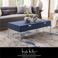thumbnail image 6 of Pemberly Row Contemporary Faux Shagreen Coffee Table Navy/Chrome, 6 of 12