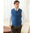 thumbnail image 6 of Kallspin Men's Sweater Vest Cotton V Neck Relaxed Fit Knit Sleeveless Pullover Sweater(Blue,Small), 6 of 9