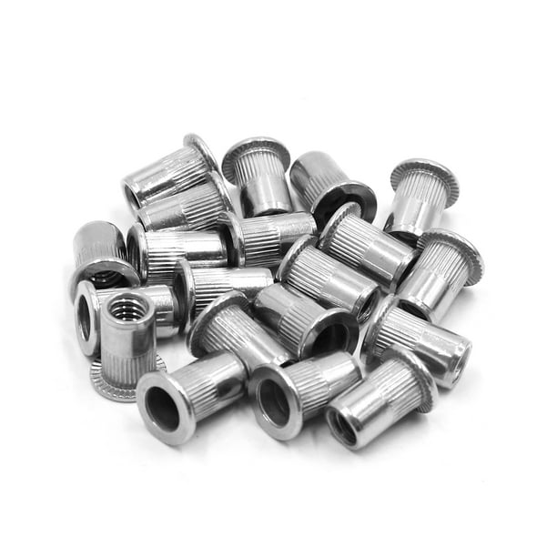 Uxcell 304 Stainless Steel 1 4 Unc Flat Head Rivet Nut Insert Nutsert Pack Walmart Com Walmart Com