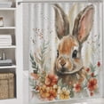 thumbnail image 5 of Watercolor Painting Rabbit With Flowers Shower Curtain 4 Piece Set Rug Toilet Lid Cover And Non-Slip U Shape Mat Happy Easter Waterproof Shower Curtain for Bathroom Decor, 5 of 8