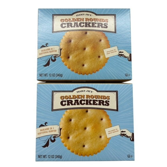 2-Pack Trader Joe's Golden Rounds Crackers, 12 oz Boxes – Classic Buttery Snack Crackers
