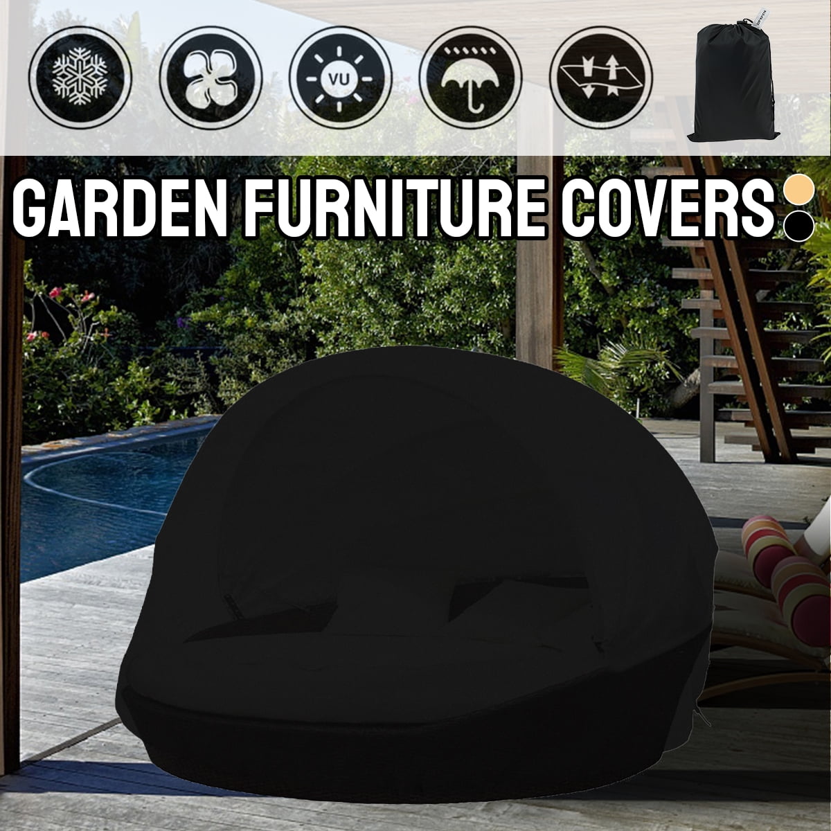 Kyoffiie Outdoor Daybed Cover Waterproof Patio Daybed Cover Oxford