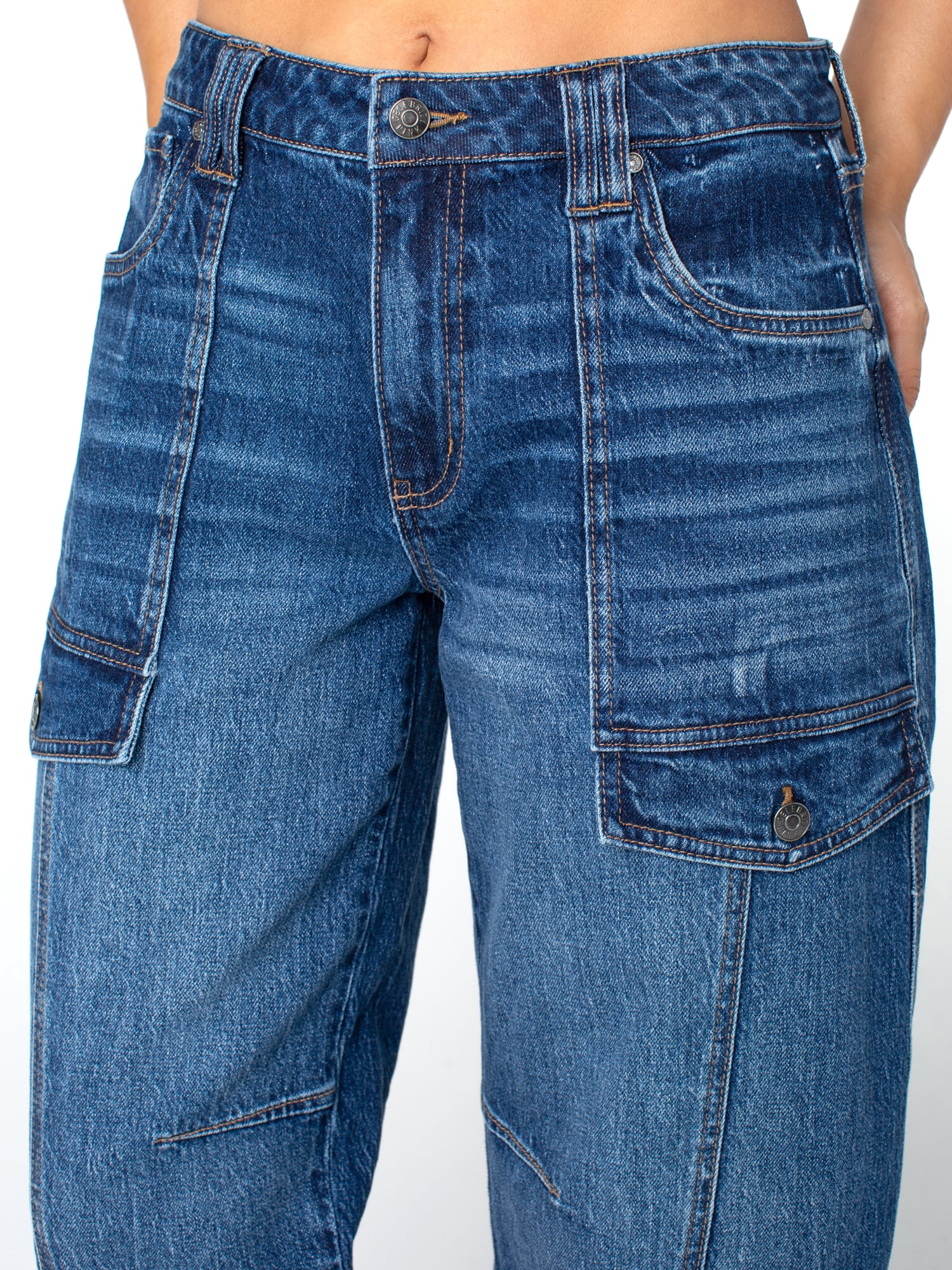 Celebrity Pink Women's Mid Rise Utility Barrel Jeans, Sizes 1-21