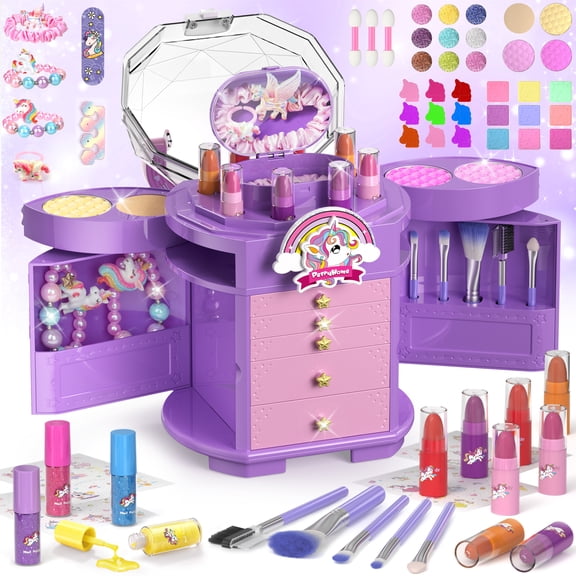 2026 New Kids Makeup Set for Girl Toys,PERRYHOME Real Washable Unicorn Makeup Kit Little Girl Makeup, Toddler Play Makeup Toys for Girls Age 3-12 Christmas Birthday Gifts