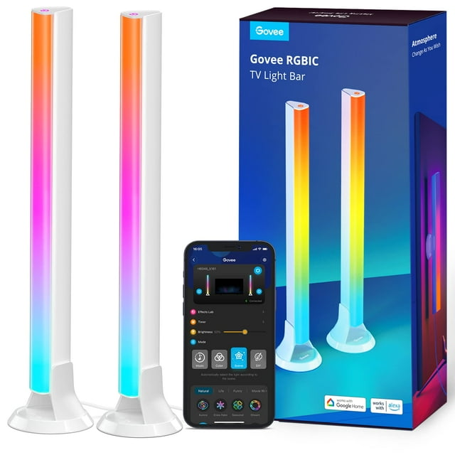 Barras de luz Govee RGBIC, retroiluminación de TV WiFi de 15 pulgadas con cuentas de luz dobles, barras de luz inteligentes