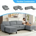 thumbnail image 5 of ZAFLY Sectional Sofa with Flexible Ottoman, U/L-Shaped Sofas and Couches, Upholstered Linen Fabric Couch for Living Room - Light Gray, 5 of 8