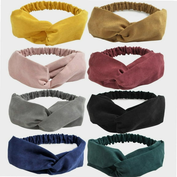 8 Pack Headbands for Women Vintage Knotted Boho Cross Stretchy Head Wrap for Girls Fashion Hair Accessories