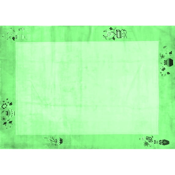 Ahgly Company Indoor Rectangle Solid Emerald Green Modern Area Rugs, 8' x 10'