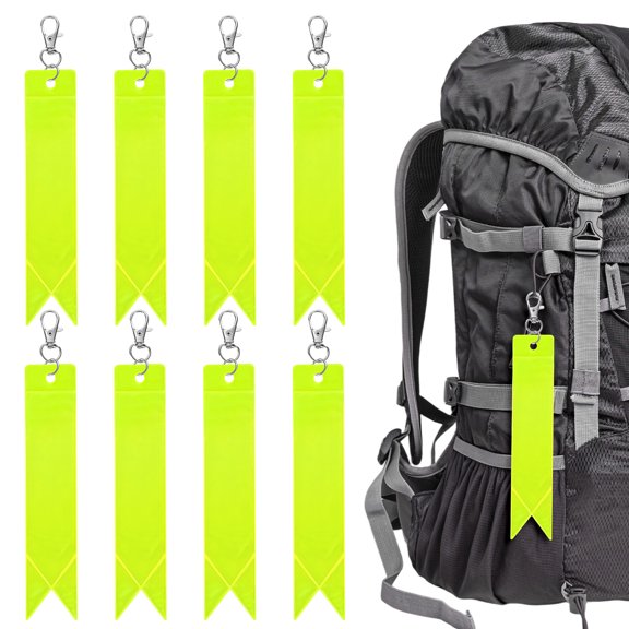 Uxcell Safety Reflector Pendants [8PCS] - Reflective Safety Keychain Gear with Clips for Backpack[Lemon Yellow-5.9IN/15CM]