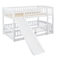 thumbnail image 5 of Harper & Bright Designs Twin over Twin Low Bunk Bed with Slide, Multifunctional Wooden Floor Bunk Bed Frame with Small Door for Boys Girls, White, 5 of 10
