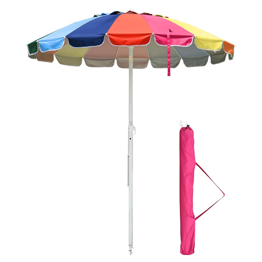 Yescom Rainbow Beach Patio Umbrella w/ Metal Frame 16 Rib Tilt Market