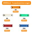 thumbnail image 2 of Fusibles para autos Torpedo, paquete de 200 fusibles continentales con caja de almacenamiento de plástico, fusibles cerámicos mixtos para autos europeos de estilo antiguo (mixtos 5A, 8A,, 2 of 7