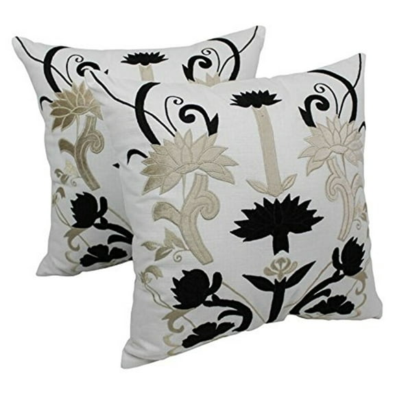 Blazing Needles Indian Elegance Throw Pillows in Ivory (Set of 2)