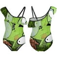 thumbnail image 6 of Green Invader Zim Gir One-Piece Swimsuit for Girls Adjustable One Shoulder Ruffled Swimwear Summer Beach Kids Bathing Suits Sizes 6-12Y, 6 of 7