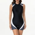 thumbnail image 6 of Swimsuits for Women Color Block Rash Guard Zipper Front Top with Swim Bottom Wetsuit Gray XS, 6 of 6