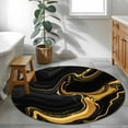 thumbnail image 5 of Marble Black Round Rug 3ft Washable Circle Entryway Rugs Non Slip Vintage Gold Art Abstract Farmhouse Area Rug Indoor Floor Carpet for Bedroom Kitchen Living Room Home Office Dining Room Nursery, 5 of 8