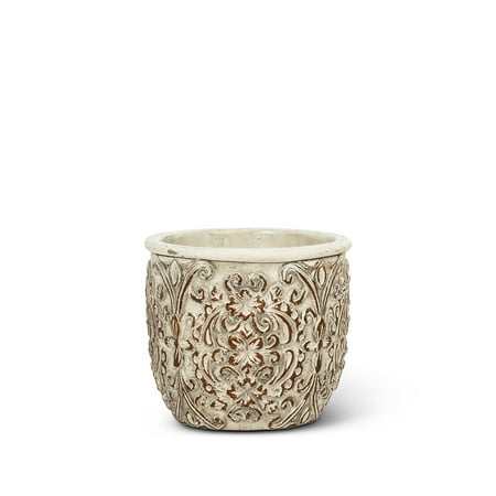 Set of 1 Small Round Embossed Planter
