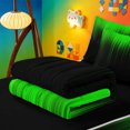 thumbnail image 5 of meiyoeat line Geometric Print Zipper Twin Comforter Sets with Fitted Sheet and 2 Pillowcases,Black Green Neon Striped Zipper Bedding Set,Reversible,4-Piece, 5 of 7